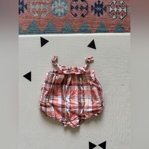 Baby b’gosh|Baby girl Plaid sleeveless bubble Romper with cute straps•Boho fall